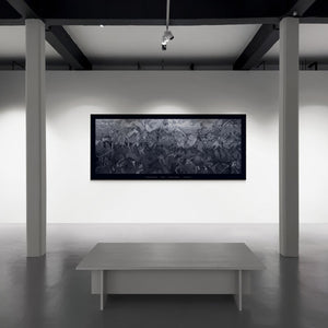 Chandan Bhowmick's painting 'Untitled (Fractured Reality)' displayed in a modern living room setting