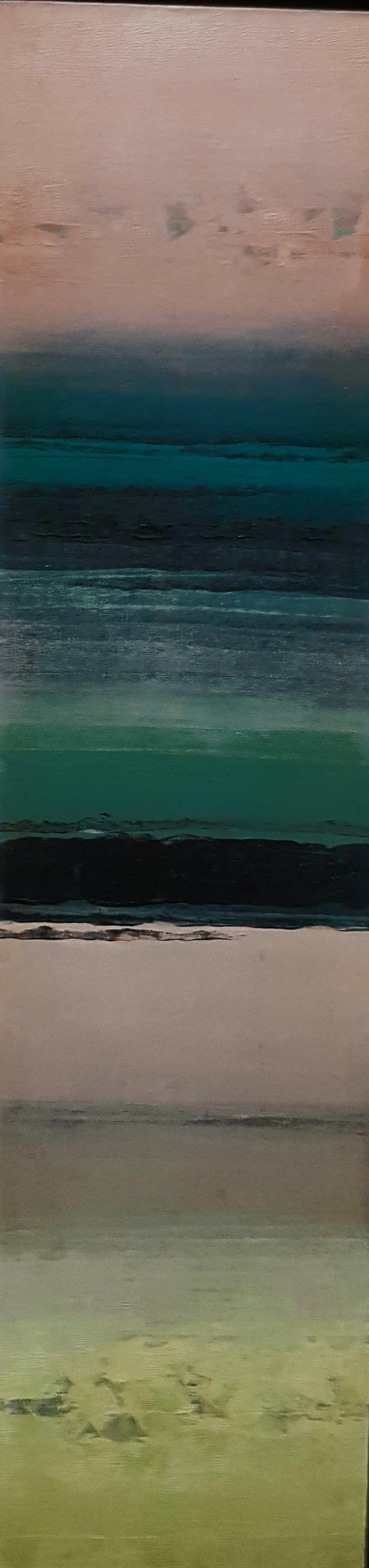 Abstract oil painting titled 'Untitled 45', 48x12 inches, by artist Vipta Kapadia on Canvas