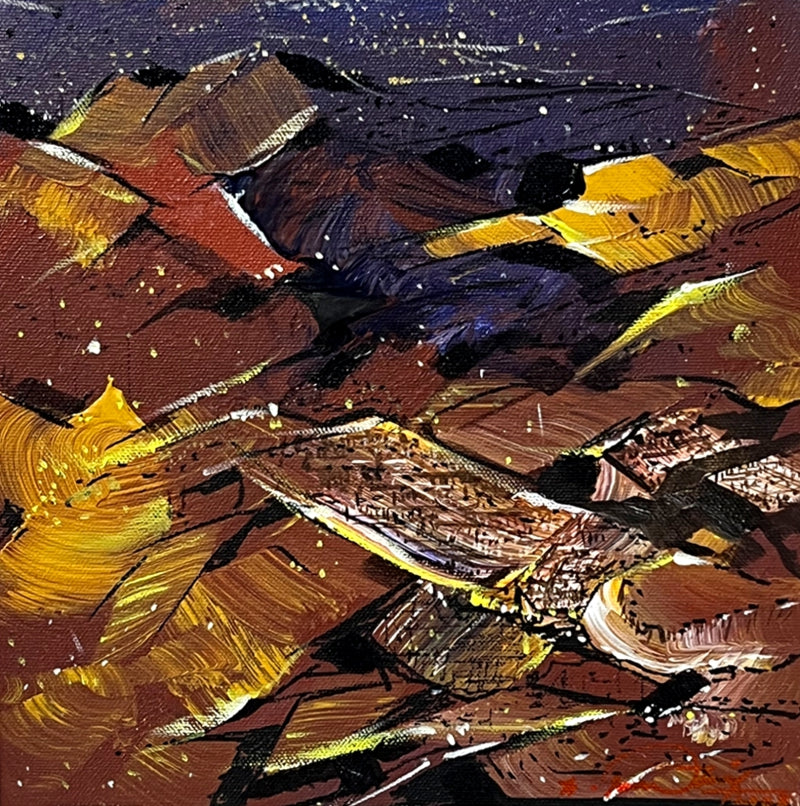 Untitled 45' abstract acrylic painting by artist Solomon Rajendiran, 12x12 inch, on canvas