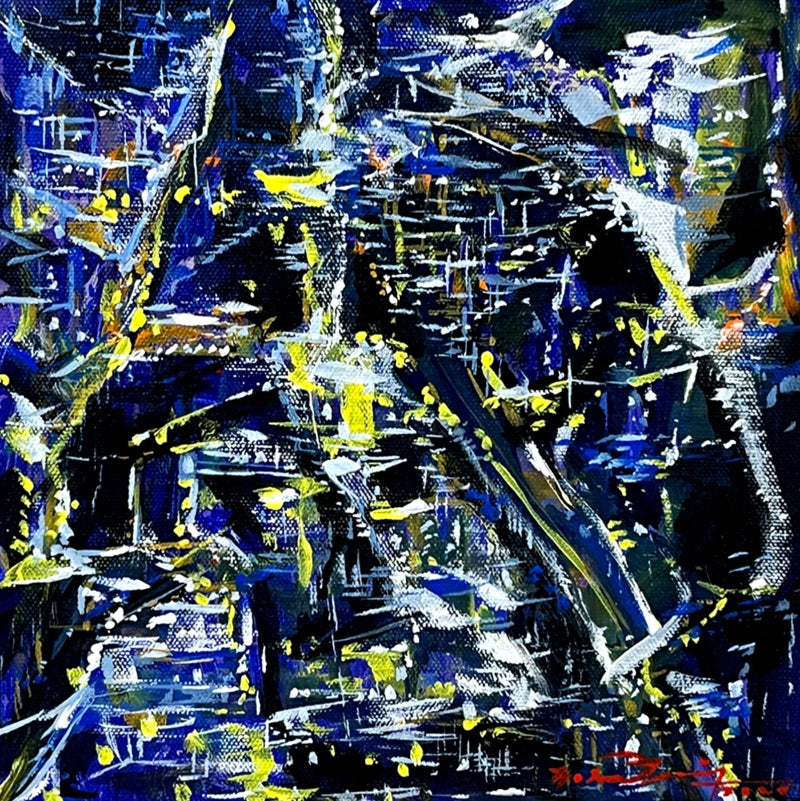 Untitled 46' abstract acrylic painting by artist Solomon Rajendiran, 12x12 inch, on canvas