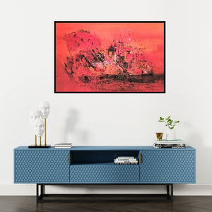 Preview of 'Untitled' Painting by Dnyaneshwar Dhavale shown on a wall in a furnished room.