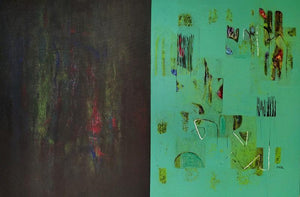 Untitled 49 (Dual Reality) by Vivek Nimbolkar, Original Acrylic Abstract Painting on Canvas, X-Large Horizontal Wall Art