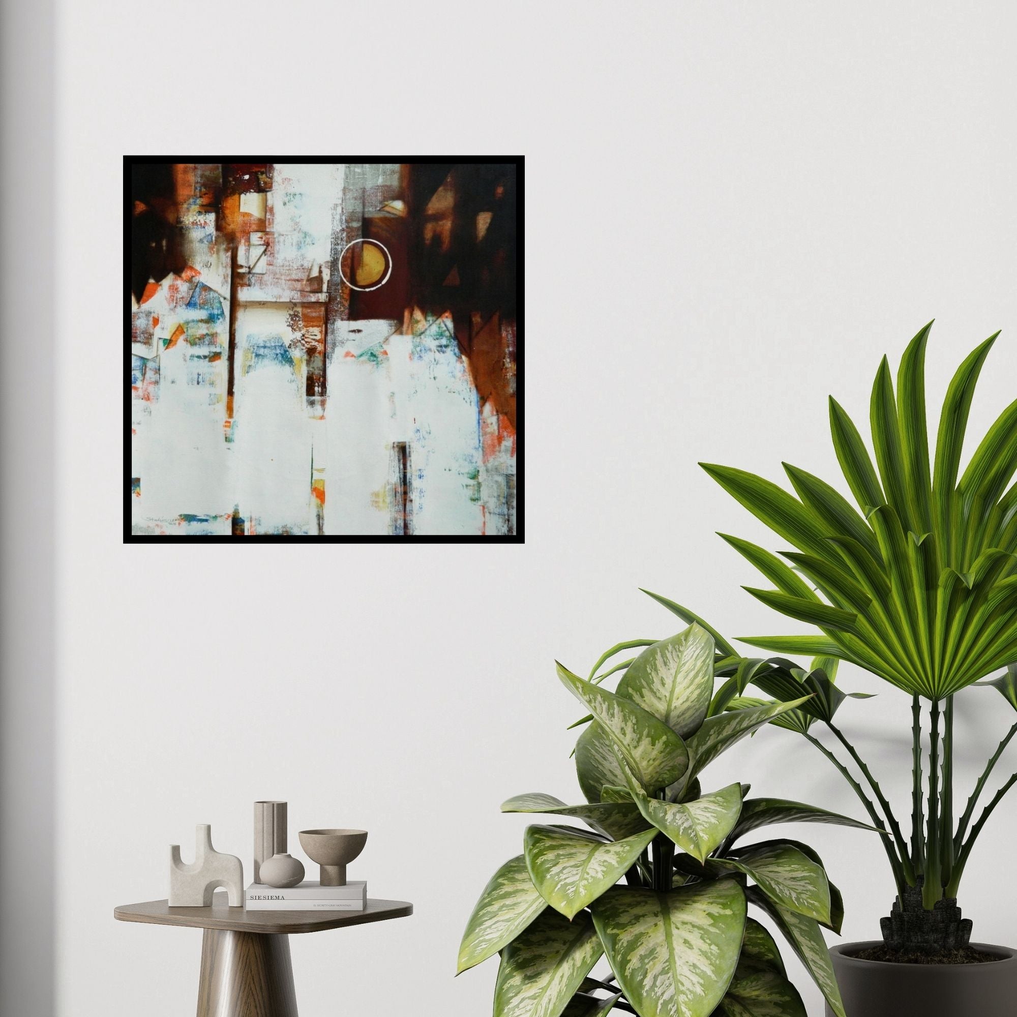 In-situ view of Stalin Joseph's 'Untitled 5 (Abstract Composition)' painting in a room