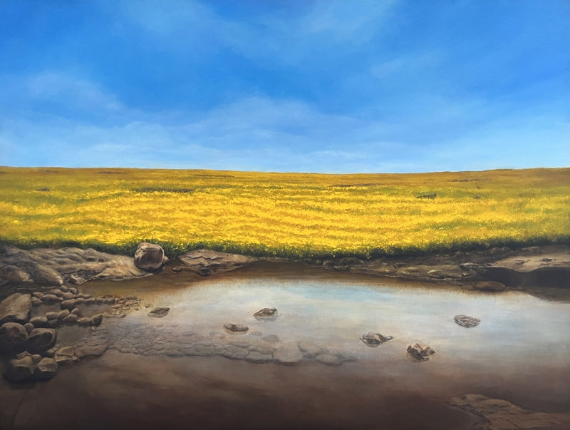 Untitled 5' nature acrylic painting by artist Ramdas Thorat, 36x48 inch, on canvas