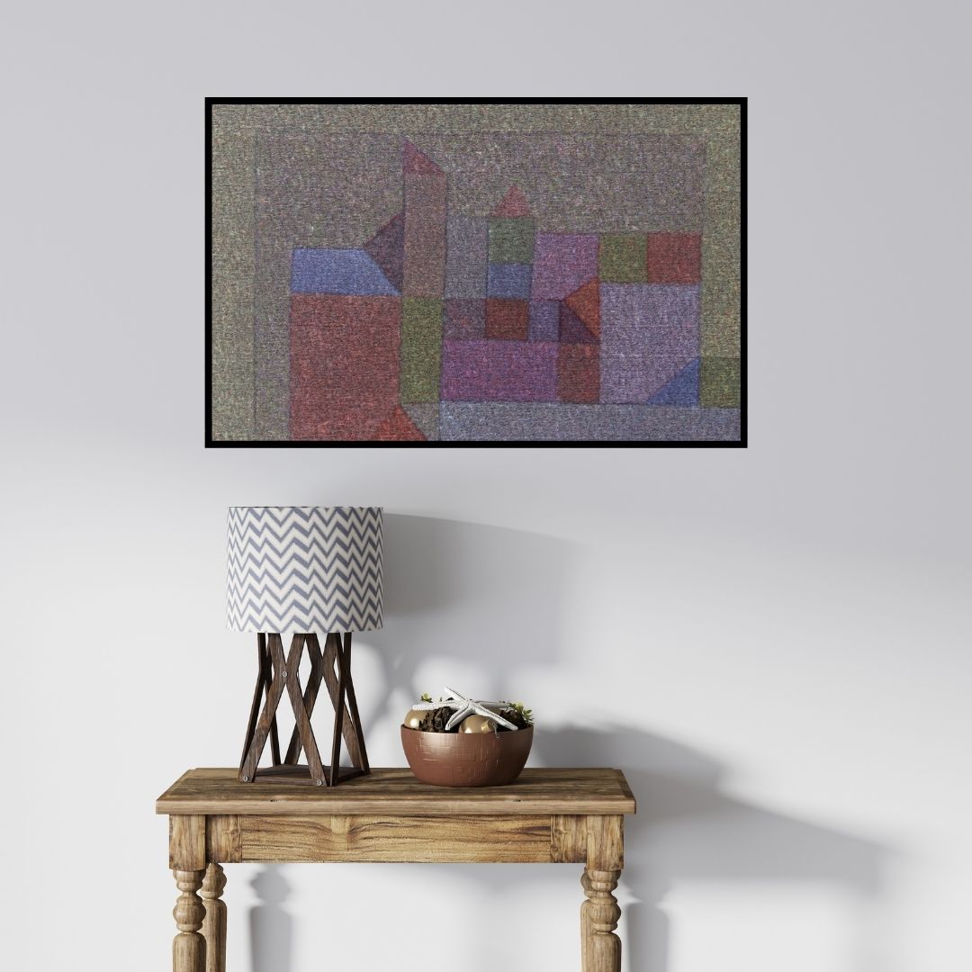 In-situ view of Ganesh Chavan's 'Untitled 5 (Abstract Cityscape)' painting in a room