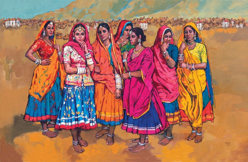 'Untitled 5' figurative acrylic painting by artist Anushka Varekar, 30x48 inch, on canvas