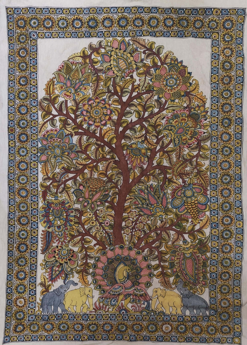 'Untitled 5' nature mixed-media painting by artist Harinath N, 53x35 inch, on cloth