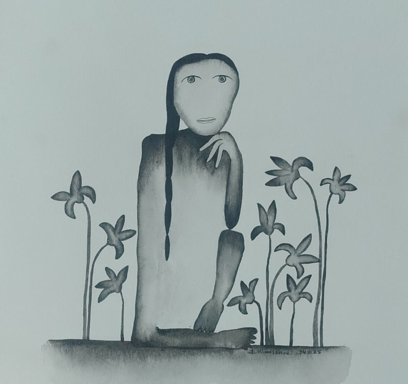 'Untitled 5' contemporary acrylic painting by artist Taslim Jamal, 12x12 inch, on canvas