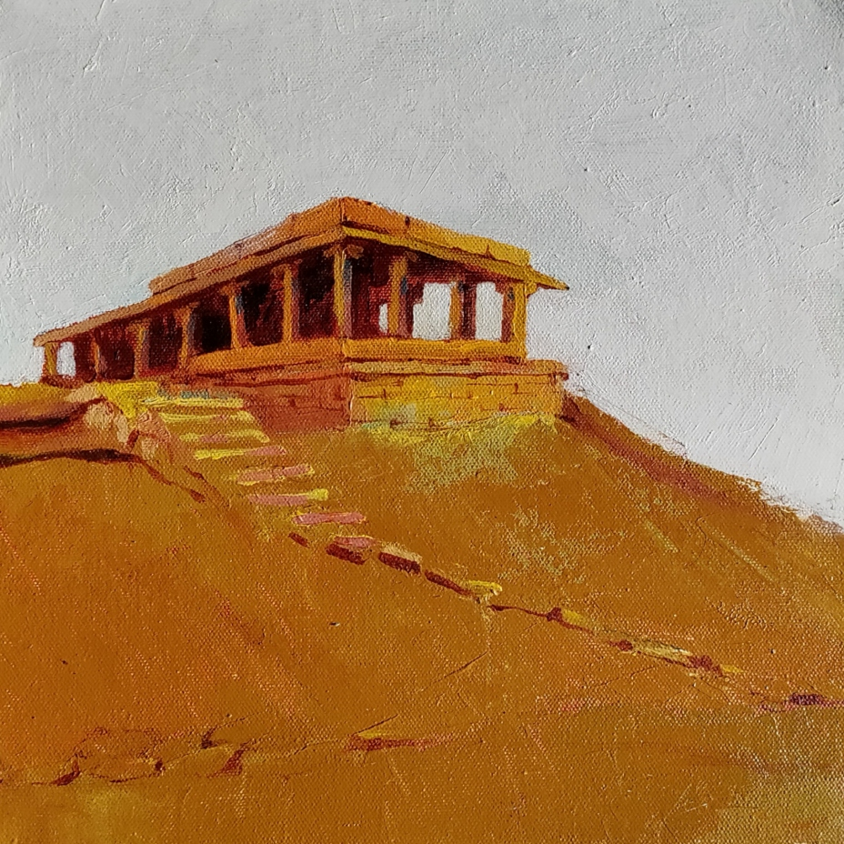 Untitled 5' landscape acrylic painting by artist Makarand Rane, 10x10 inch, on canvas