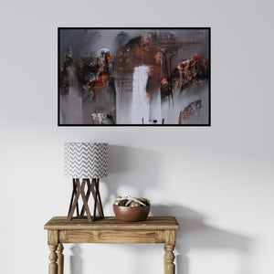 In-situ view of Nagesh Hankare's 'Untitled 5 (Veiled Falls)' painting in a room