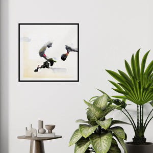 In-situ view of Huma Khan's 'Untitled 5 (Celestial Echoes: An Abstract Composition)' painting in a room