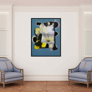 In-situ view of Huma Khan's 'Untitled 5 (Deep Sea Bloom)' painting in a room