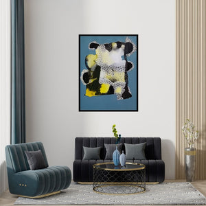 Preview of 'Untitled 5 (Deep Sea Bloom)' Painting by Huma Khan shown on a wall in a furnished room.