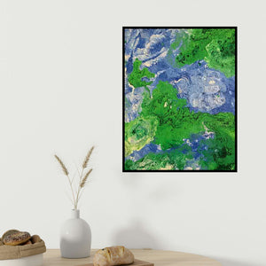 Kartikey Sharma's 'Untitled 5' painting visualized above a sofa in a contemporary room.