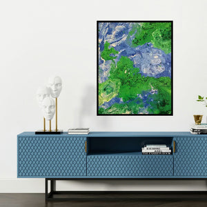 'Untitled 5' painting by Kartikey Sharma shown on a wall in a furnished room.