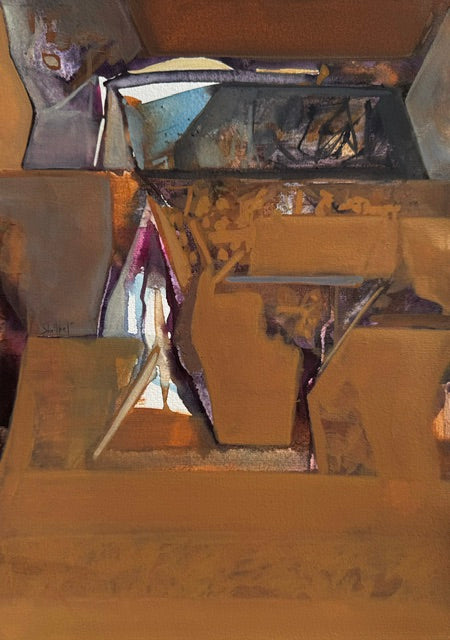 Untitled 501' abstract acrylic painting by artist Shrikant Kadam, 12x9 inch, on paper