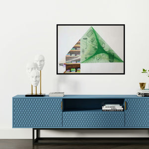 Preview of 'Untitled (A Mind in Disarray)' Painting by Dishakha Yadav shown on a wall in a furnished room.