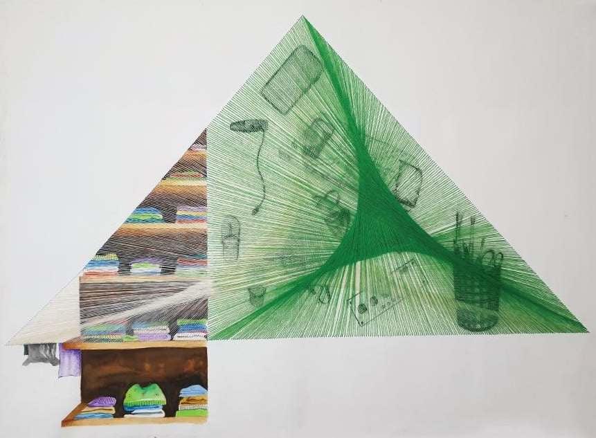 contemporary mixed media painting titled 'Untitled', 22x30 inches, by artist Dishakha Yadav on Paper