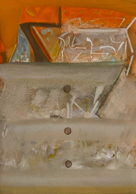 Untitled 506' abstract acrylic painting by artist Shrikant Kadam, 12x9 inch, on paper