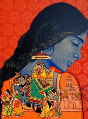 Figurative acrylic oil painting titled 'Untitled', 48x36 inches, by artist Deepali S on Canvas