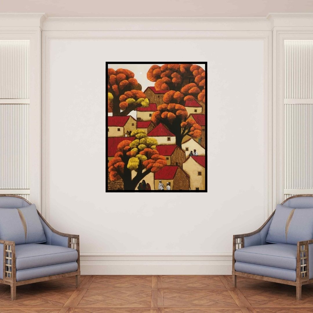 In-situ view of Nagesh Ghodke's 'Untitled 51' painting in a room