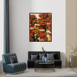 Preview of 'Untitled 51' Painting by Nagesh Ghodke shown on a wall in a furnished room.