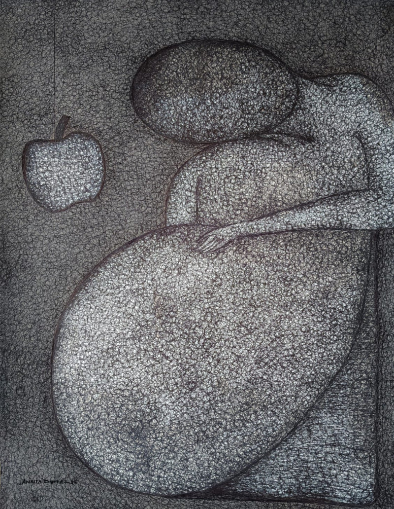 'Untitled 51' figurative mixed-media painting by artist Ankita Dutta, 28x22 inch, on paper