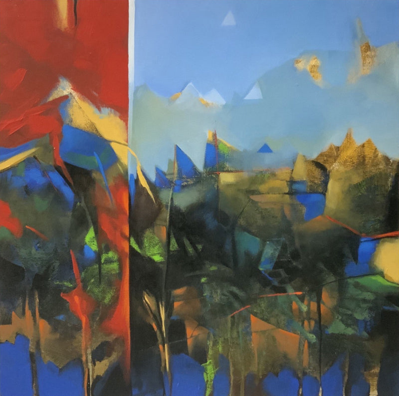 Untitled' abstract acrylic painting by artist Divyesh Bagdawala, 24x24 inch, on canvas