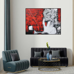 'Untitled 52' painting by Sudhir Talmale shown on a wall in a furnished room.