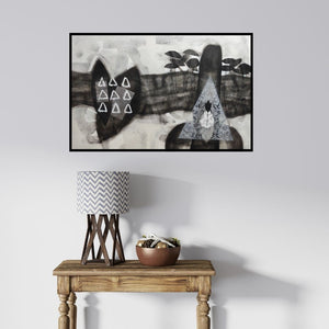 In-situ view of Narendra Jatav's 'Untitled 52 (The Enigma Within)' painting in a room