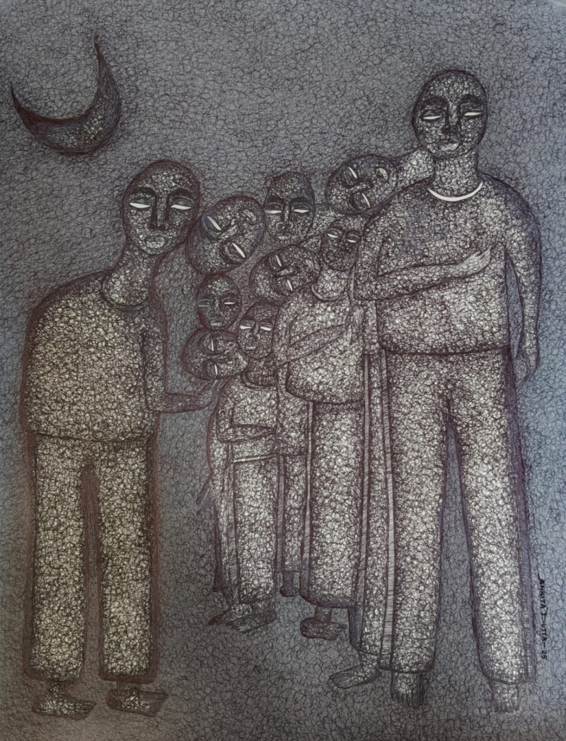 'Untitled 52' figurative mixed-media painting by artist Ankita Dutta, 28x22 inch, on paper