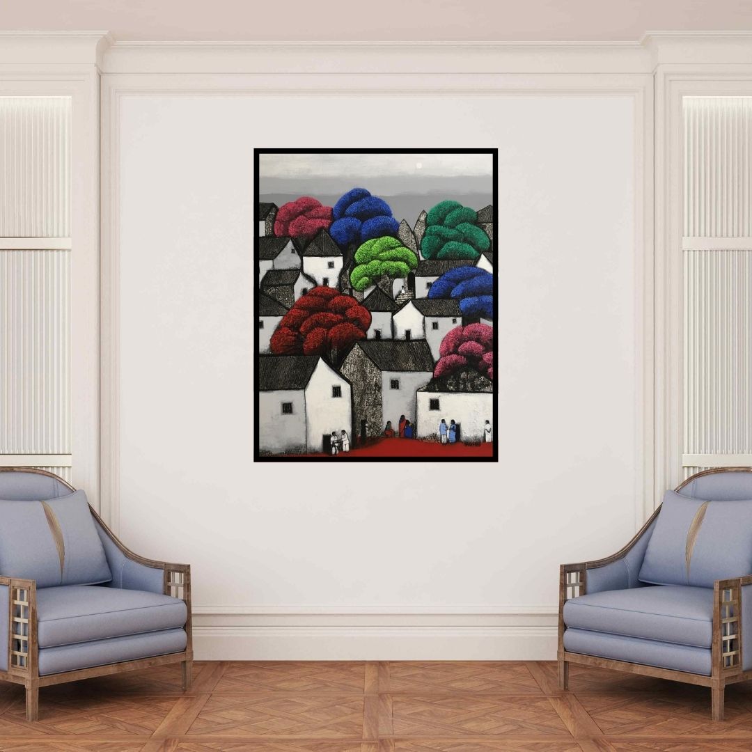 In-situ view of Nagesh Ghodke's 'Untitled 53' painting in a room