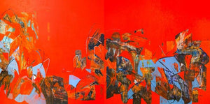 Untitled 53 by Vivek Nimbolkar, Original Acrylic Abstract Painting on Canvas, X-Large Horizontal Wall Art