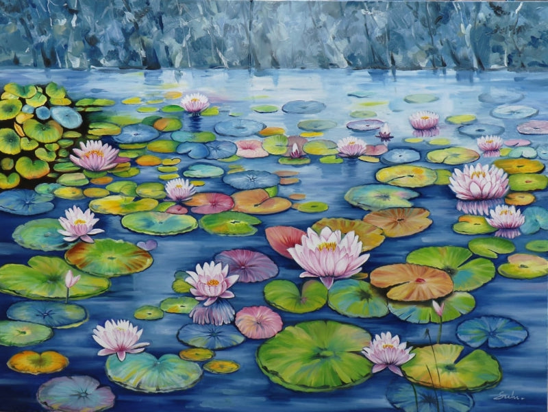Untitled' nature oil painting by artist Sulakshana Dharmadhikari, 36x48 inch, on canvas
