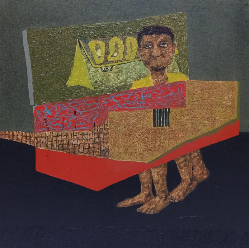 Untitled' contemporary acrylic painting by artist Ashwin Khapare, 24x24 inch, on canvas