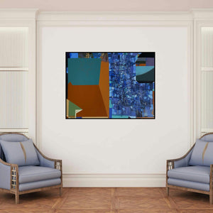 'Untitled 54' painting by Yogesh Murkute shown on a wall in a furnished room.