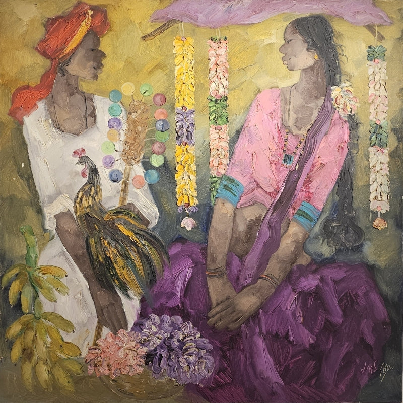 Untitled' figurative oil painting by artist Jms Mani, 48x48 inch, on canvas
