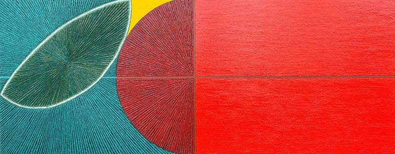'Untitled' abstract acrylic painting by artist Sandesh Khule, 48x120 inch, on canvas
