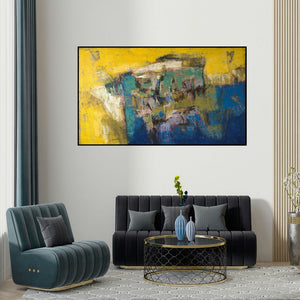 Anuja Paturkar's 'Untitled 55 (Untitled)' painting visualized above a sofa in a contemporary room.