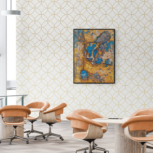 Preview of 'Untitled 59 (Divine Presence)' Painting by Santosh Patil shown on a wall in a furnished room.