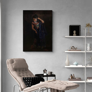 Vishwa Sahni's painting 'Untitled 6 (A Moment of Rest)' displayed in a modern living room setting