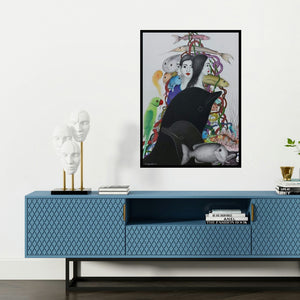 'Untitled 6' painting by Rajesh Salagaonkar shown on a wall in a furnished room.