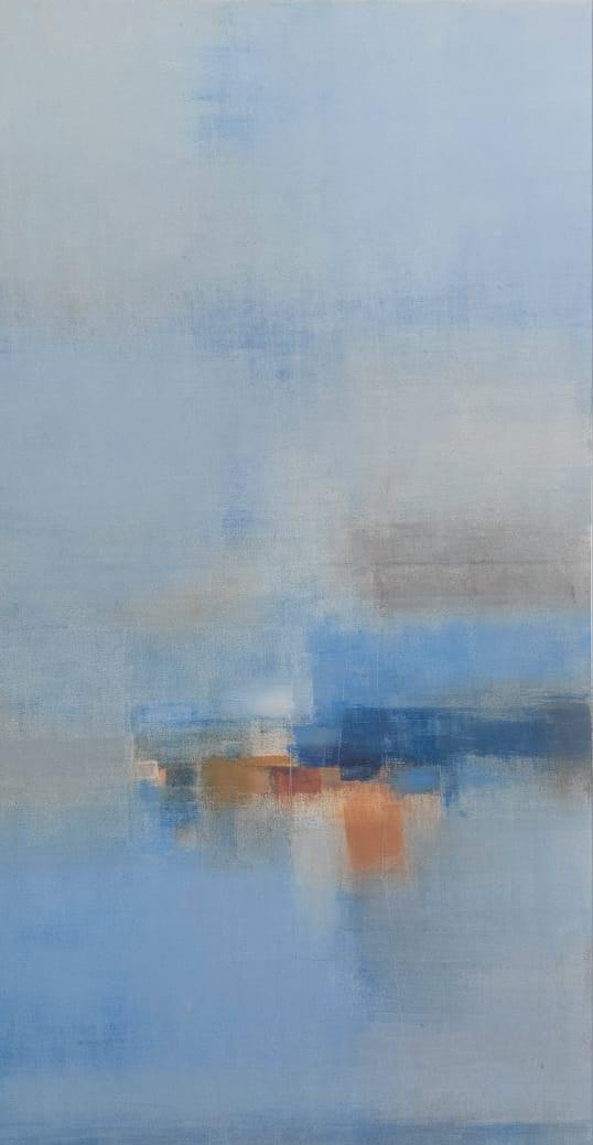 Abstract oil painting titled 'Untitled 6', 40x30 inches, by artist Anu Kulkarni on Canvas