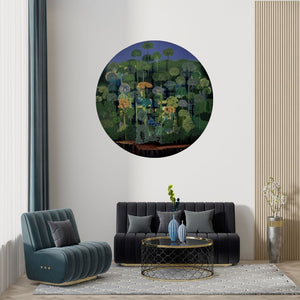 Preview of 'Untitled 6' Painting by Shaji Appukuttan shown on a wall in a furnished room.