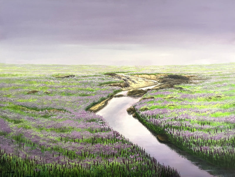 Untitled 6' nature acrylic painting by artist Ramdas Thorat, 36x48 inch, on canvas