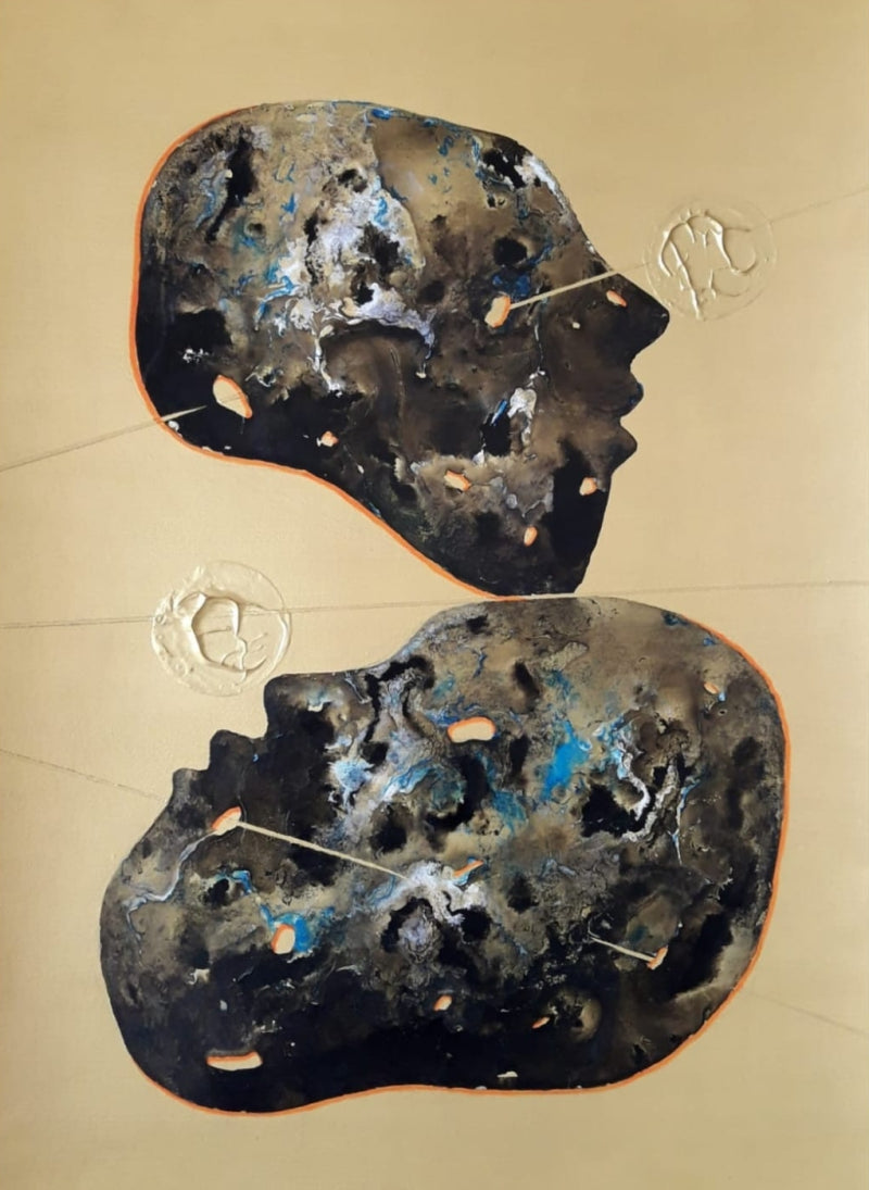 'Untitled 6' contemporary mixed-media painting by artist Raosaheb Gagare, 24x16 inch, on paper