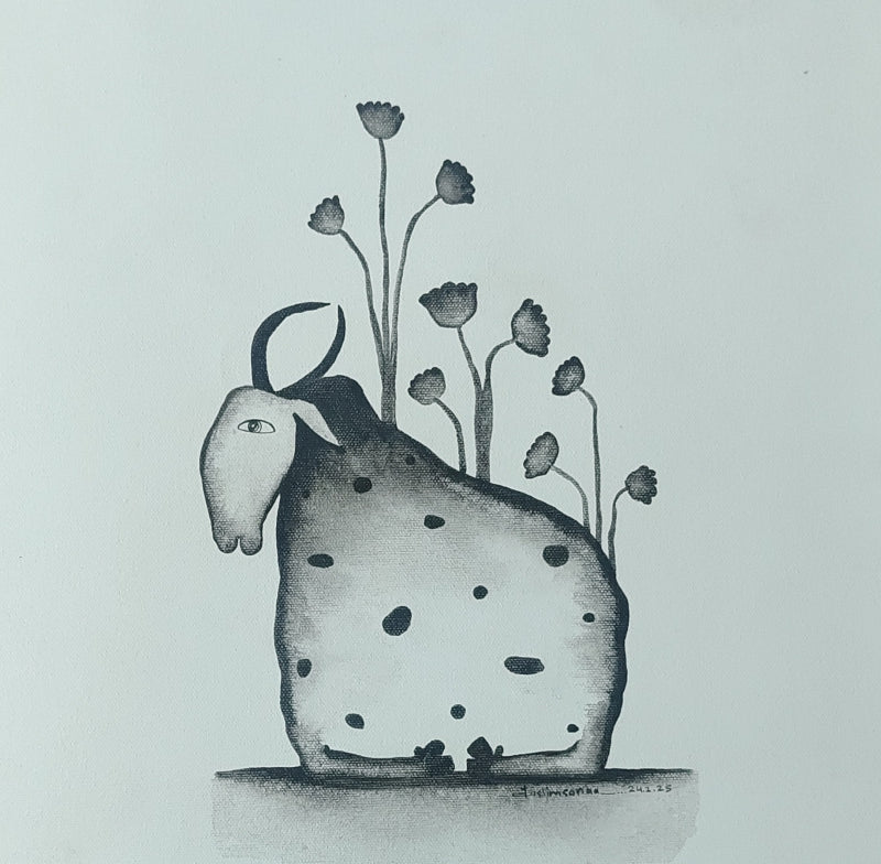 'Untitled 6' contemporary acrylic painting by artist Taslim Jamal, 12x12 inch, on canvas