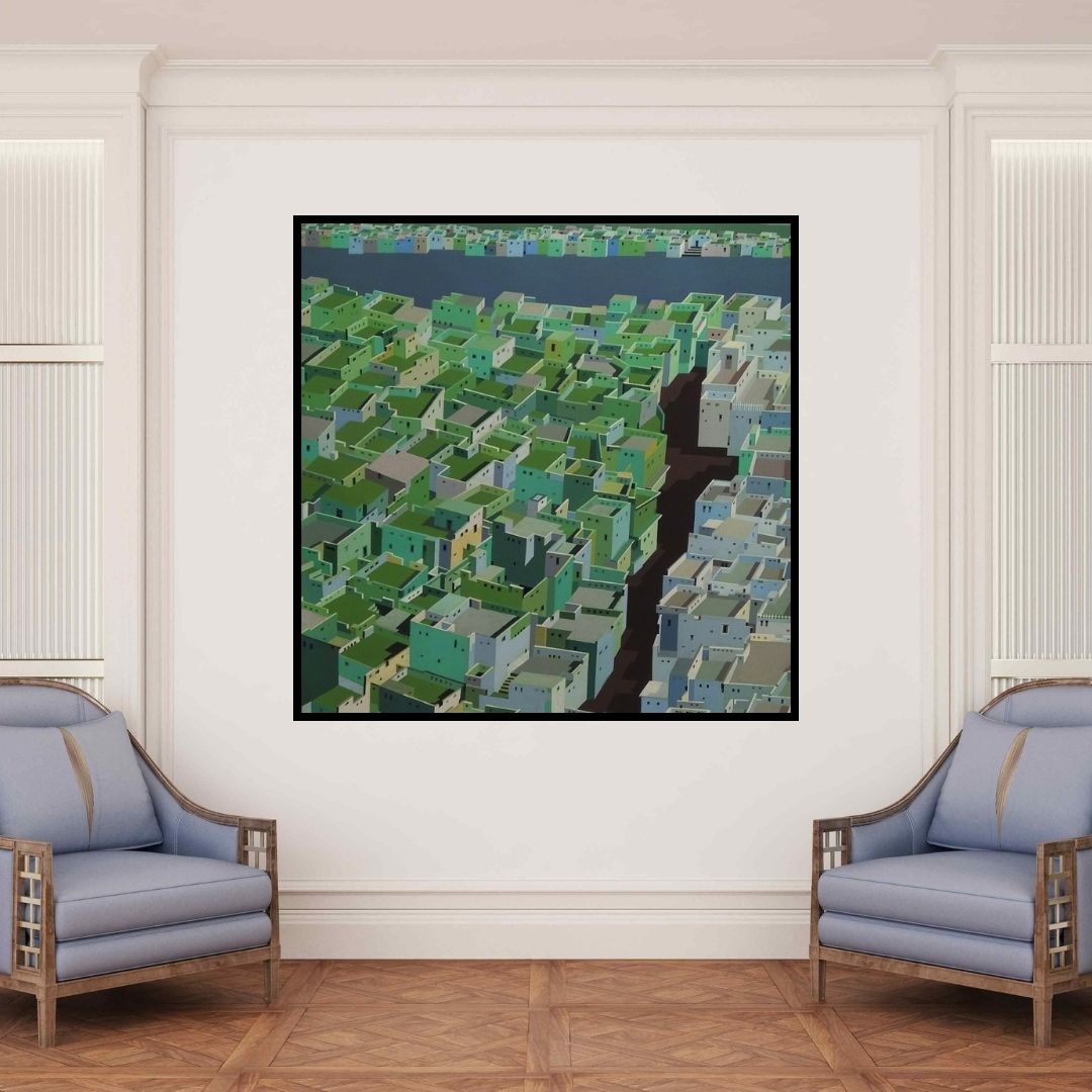 In-situ view of Madan Pawar's 'Untitled 6' painting in a room