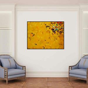 'Untitled 6' painting by Yogesh Murkute shown on a wall in a furnished room.