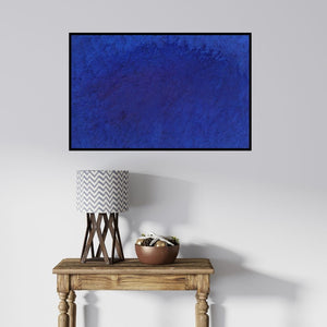In-situ view of Durgesh Birthare's 'Untitled 61 (Deep Indigo)' painting in a room
